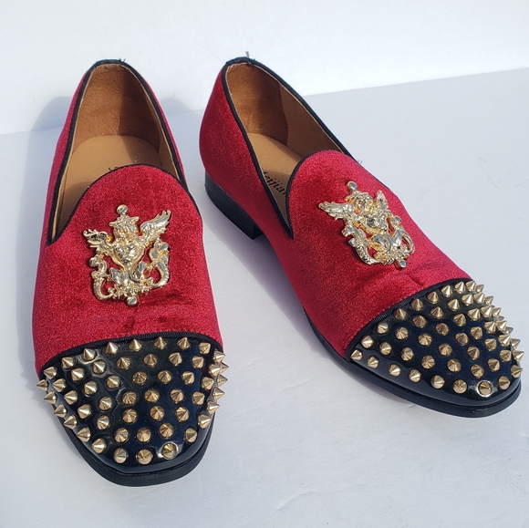 Meijiana | Shoes | Nwot Meijiana Mens Gold Studded Red Velvet Slip On Loafers | Poshmark Meijiana | Shoes | Nwot Meijiana Mens Gold Studded Red Velvet Slip On Loafers | Poshmark